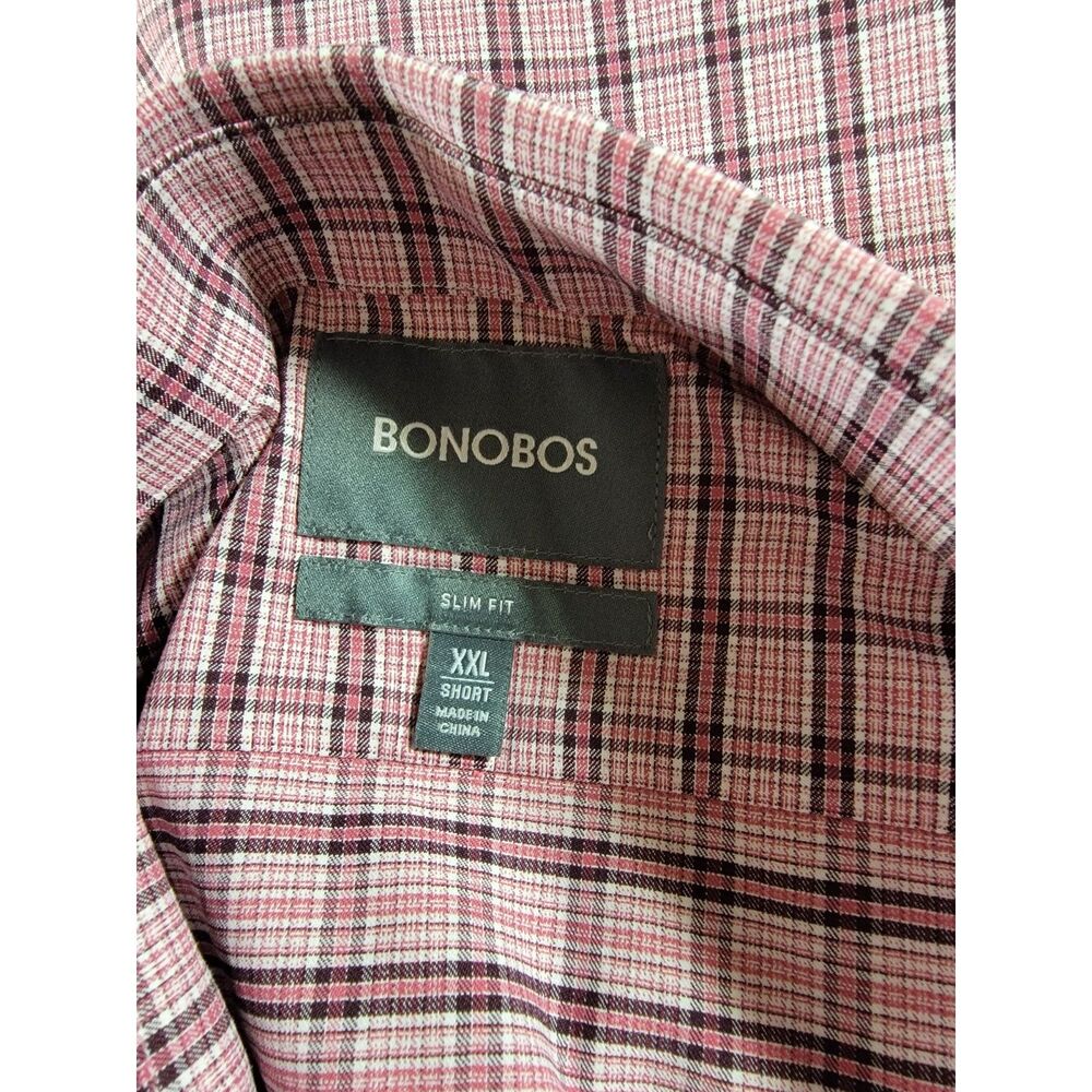 Bonobos Slim Fit Red Plaid Men's Button Long Sleeve Shirt - XXL 2XL - Picture 6 of 8